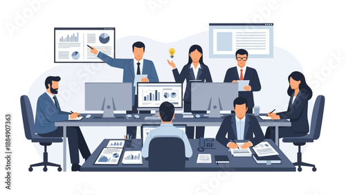 Business Professionals Working Together in Office.