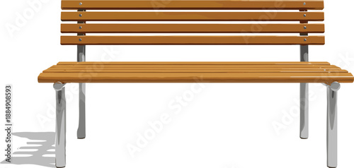 Wooden Park Bench with Metal Legs Vector Illustration Isolated on White Background for Outdoor Furniture and Urban Design