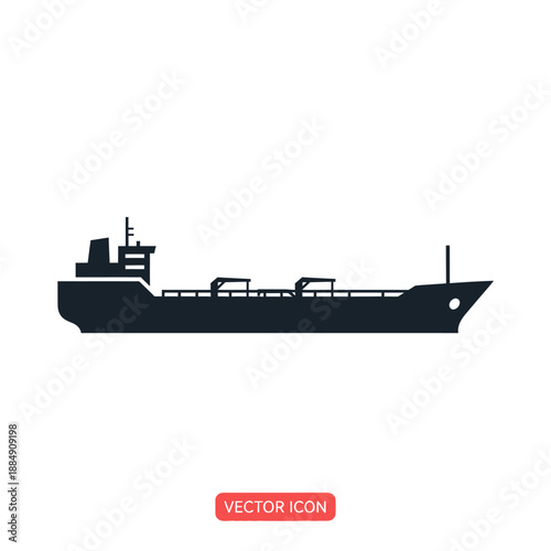 Silhouette of a large cargo ship or oil tanker on a white background.