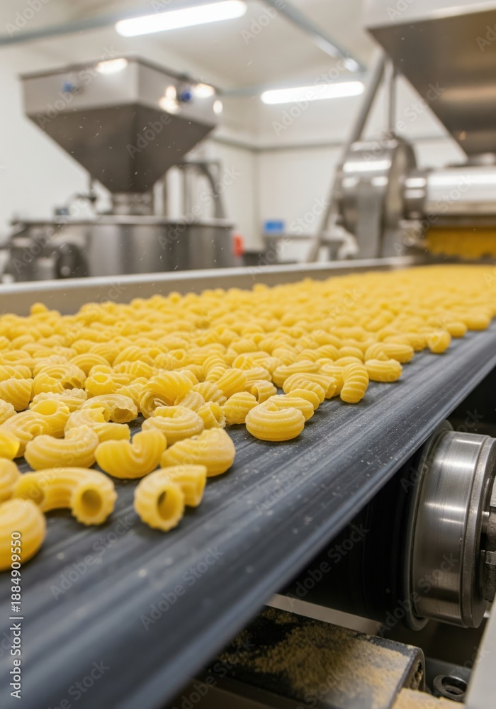 Fototapeta premium Pasta factory conveyor production flour products technological industrial raw