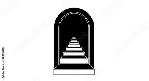 Archway leading to a perspective of endless stairs.