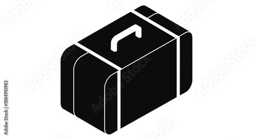 Black Suitcase Isometric Icon for Travel and Luggage.