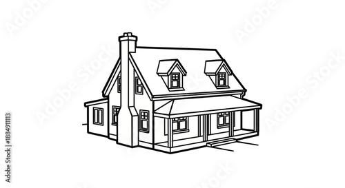 Charming Hand Drawn Sketch of a Traditional House.