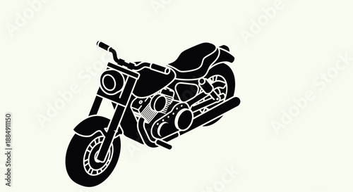 Classic Black Motorcycle Silhouette on a Light Background.