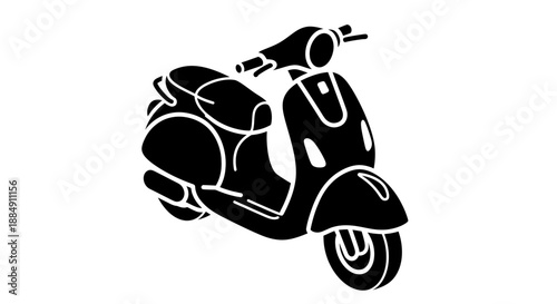 Classic Scooter Silhouette Black and White Illustration.