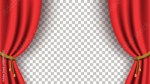realistic curtain element template with red color vector design