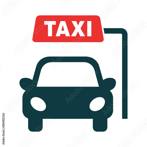 A simple graphic of a taxi cab with a taxi sign on top.