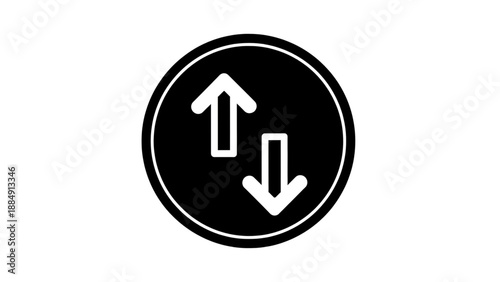Circular icon with upward and downward arrows indicating transfer, exchange, or reciprocal action