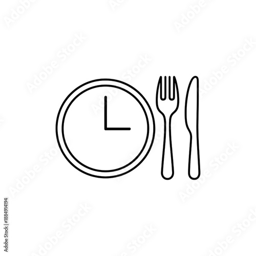 intermittent fasting and meal timing icon with clock plate fork and knife