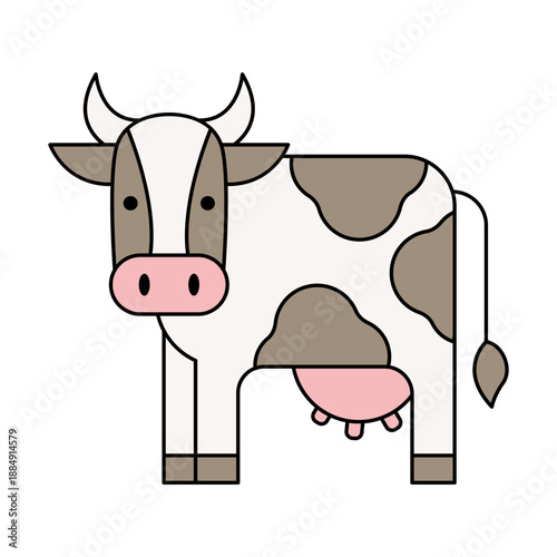 Cow Farm Animal Icon for Dairy Agriculture and Livestock Farming