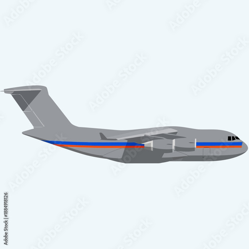 Cargo Airplane Side View Illustration