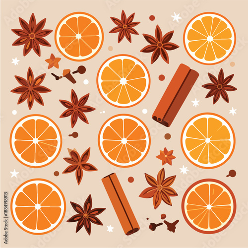 seamless pattern with orange slices