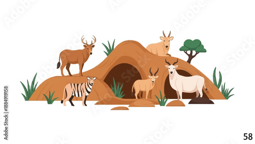 Deer and Zebra Together.