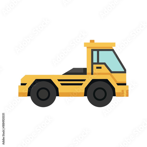 Yellow airport tug vehicle illustration