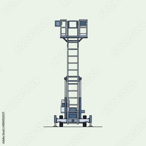 Aerial work platform, scissor lift, construction equipment, isolated on light background