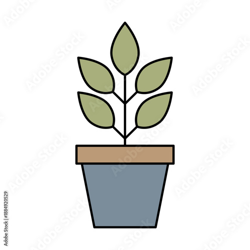 Potted Plant Indoor Icon Representing Home Decoration and Natural Interior Element