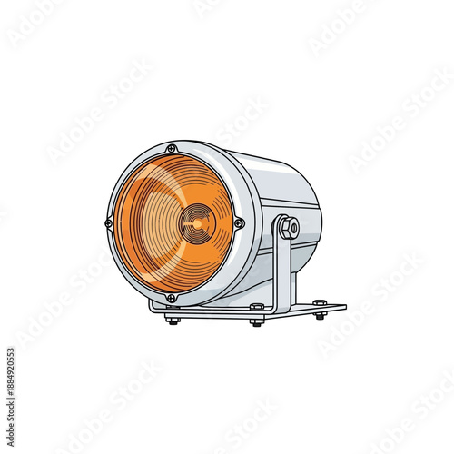 Vintage spotlight, outdoor lamp, industrial lighting, white background