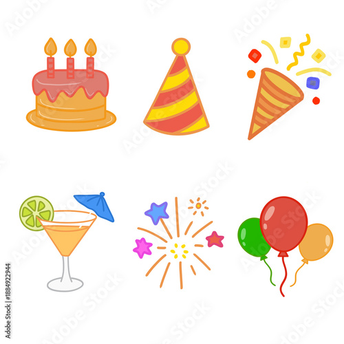Party and celebration vector icon set