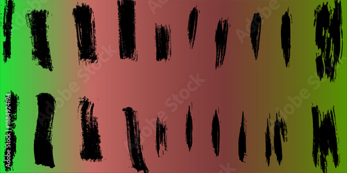 Abstract Black Brush Strokes on Colorful Gradient Background