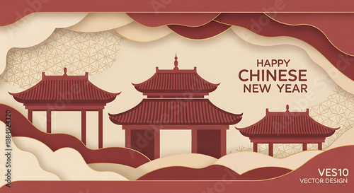 Traditional Chinese Pagodas Celebrating New Year with Cultural Heritage and Festive Atmosphere