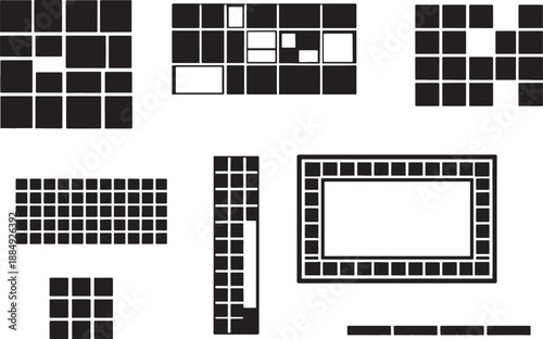 Modern Grid Wall Panel SVG Bundle Black and White Modular Interior Panels