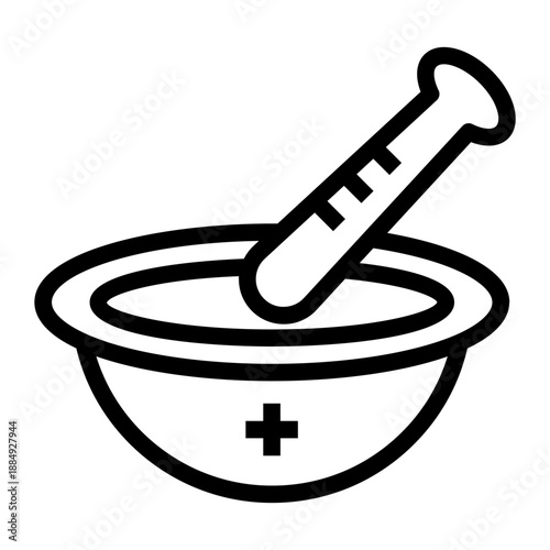 Line icon of a mortar and pestle