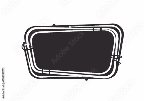 Illustration of a black metal portable grill on a white background viewed from the front