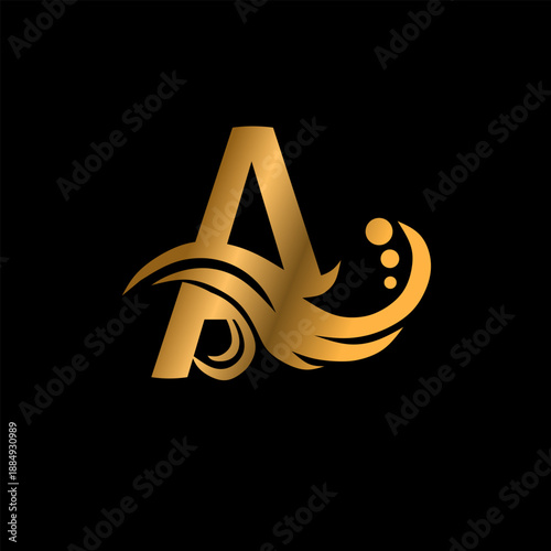 A letter logo with luxury black floral ornament. A monogram logo, A typography. suitable for business logos, companies, beauty, fashion, boutiques, etc