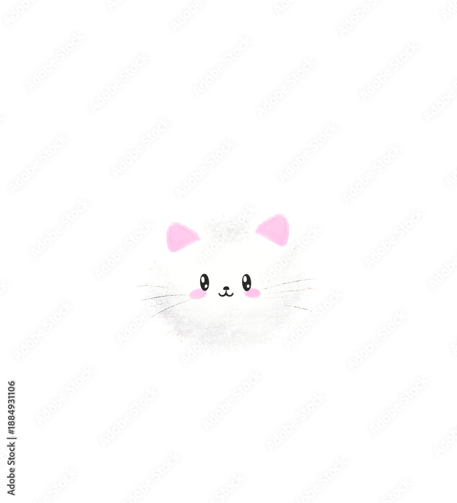 Obraz premium illustration drawing of a very cute white cat head