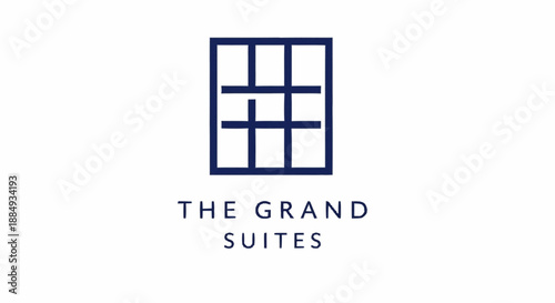 Luxury Hotel Suites Logo Design Concept with Elegant Typography and Grid Pattern.