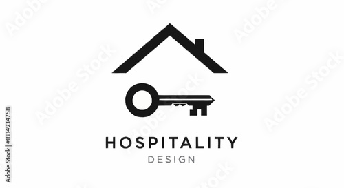 Hospitality Design Logo with House and Key Symbol.