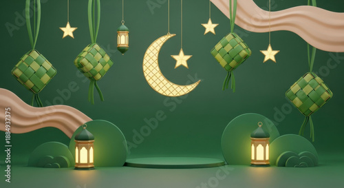Islamic Celebration 3D Scene for Ramadan and Hari Raya
