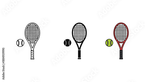 Tennis Rackets with Balls - Different Styles and Colors