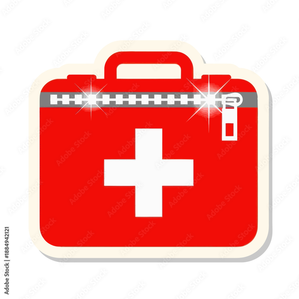 Obraz premium Red First Aid Kit with White Cross.