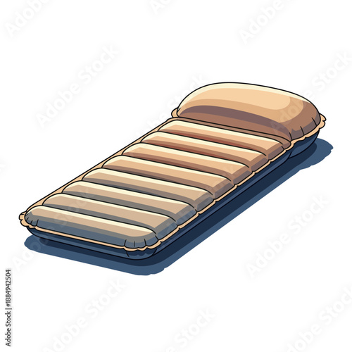 Inflatable Air Mattress with Pillow Illustration.