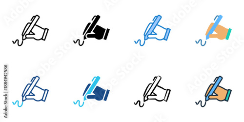 Digital signature icons set multiple style collection. Editable stroke 
