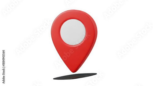 Free Download 3D Red Map Pin – Modern Location Marker with White Center and Shadow for Navigation and UI Design - GFXLoad