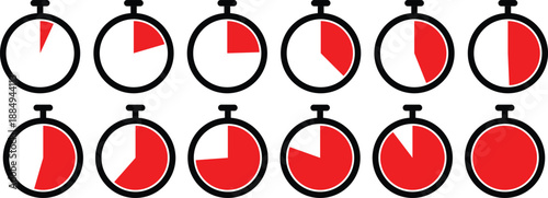 Set of red and white circular icons Vector