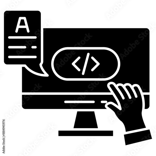AI Prompt Glyph Icon – Prompt Engineering Command Input, Generative AI Coding Prompt Symbol