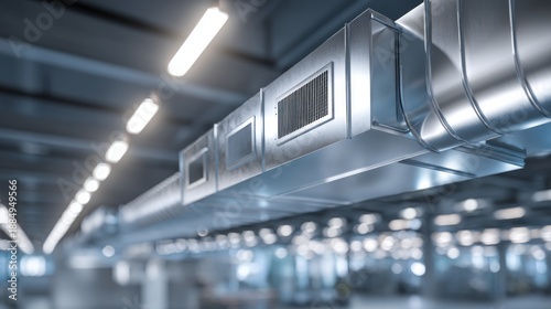 Modern HVAC Air Handling Unit in Commercial Interior Space with Contemporary Design
