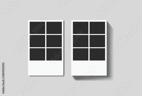 Vector Retro photo booth strips and instant film frames with blank placeholders. Minimalist vintage snapshot mockup templates for photography layouts, scrapbooking, and social media memories.
