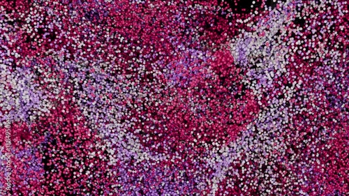 Abstract 3d art background of surreal sphere particles color changing waving simulation motion animation 4k