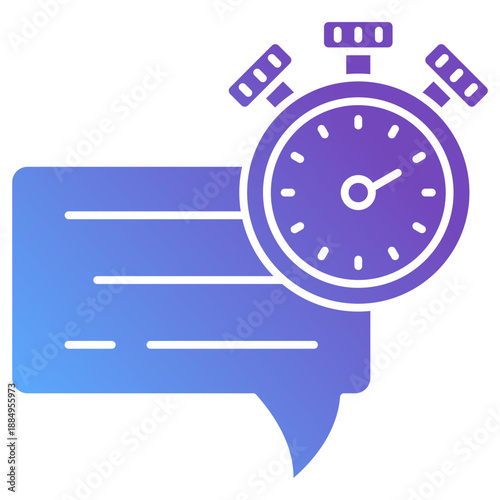 AI Response Gradient Anaglyph Icon – Chat Message with Stopwatch, Fast AI Reply Symbol