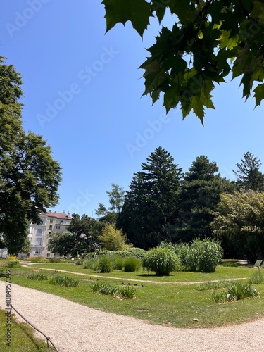 Photography A scenic view of the Botanical Garden of the University of Vienna, featuring lus