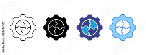 Puzzle icon set multiple style collection