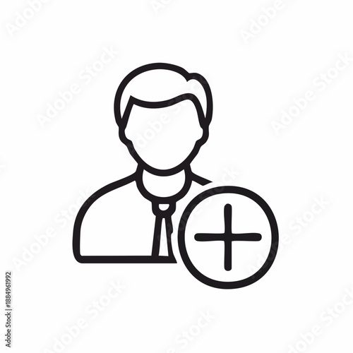 Add user icon with male avatar in line style for account creation
