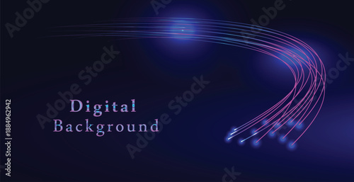 Abstract blue light trails  fiber optic cable on dark background