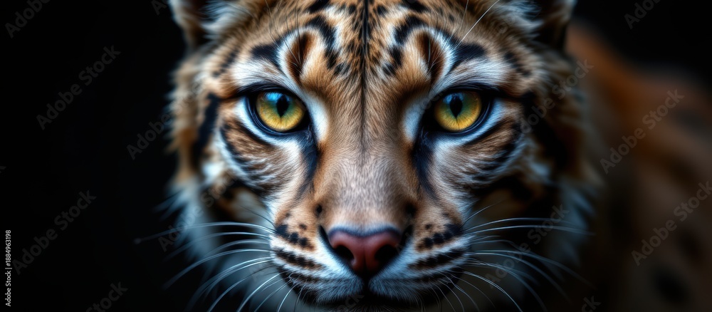 Obraz premium Majestic close-up of a tiger's face with striking eyes.