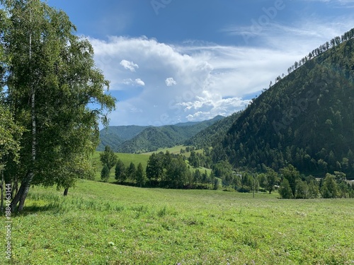 landscape with mountains and blue sky