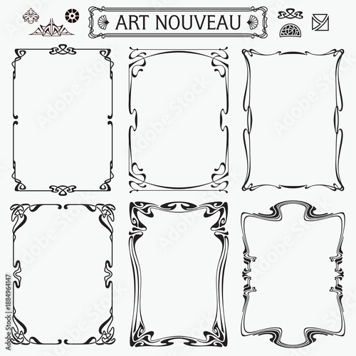 Decorative borders and frames Art Nouveau style